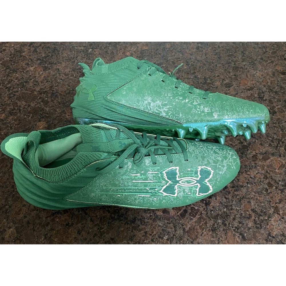 Under Armour Blur Smoke Suede 2.0 MC Football Green 3027978-300 Men's Size 13